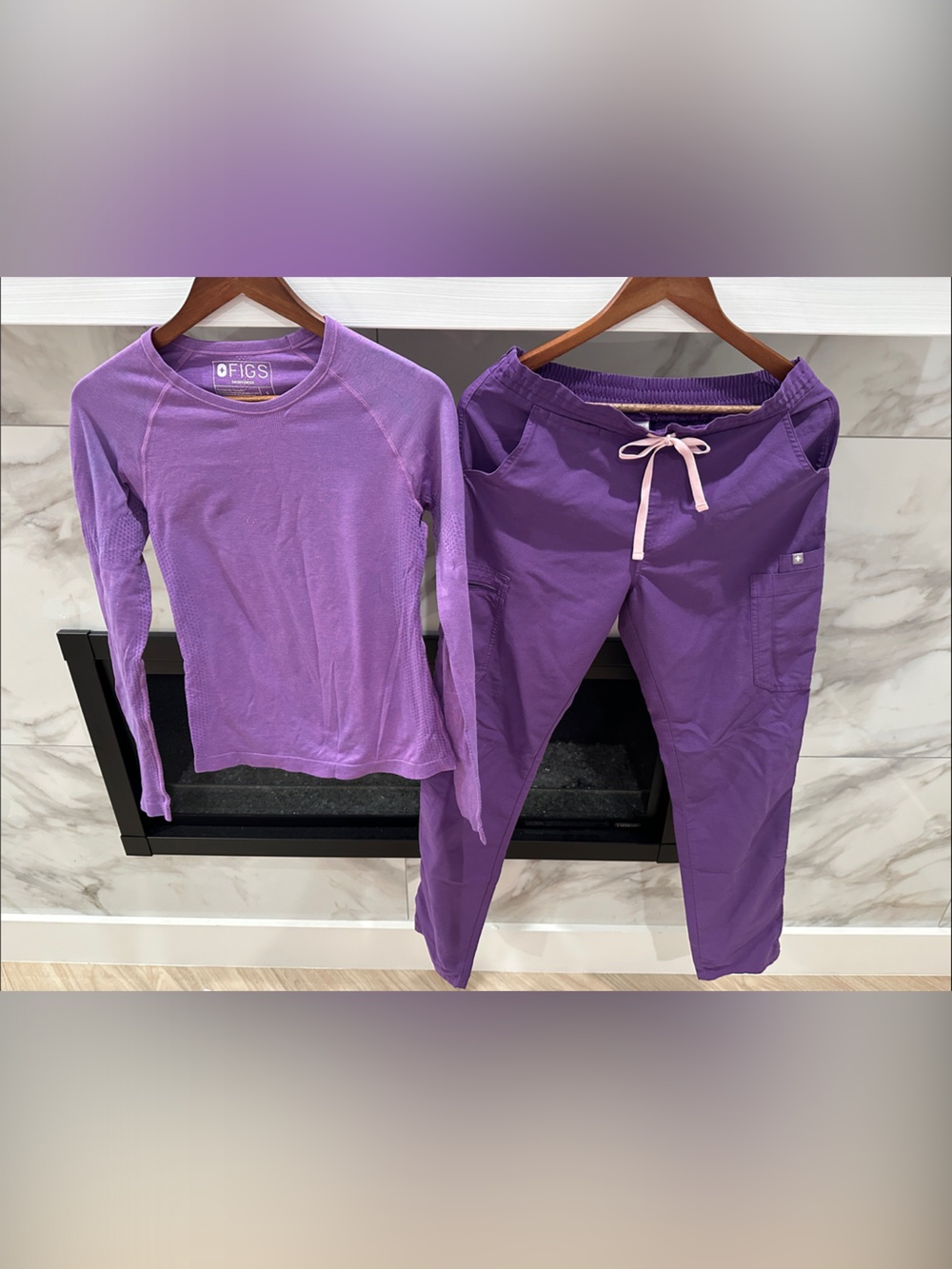 Figs Women’s Lavender & Deep Purple Scrub Top (SOLD) Small Tall Pants $30 Avail.